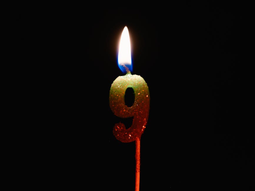 Number 9 candle representing the nine pillars of wellness